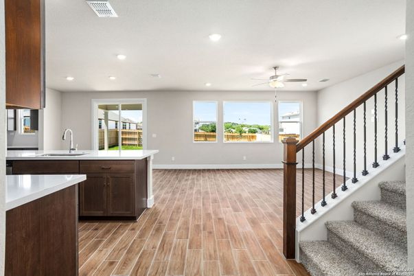 Interior, Kitchen, Recessed Lighting, Wood Texture Flooring
