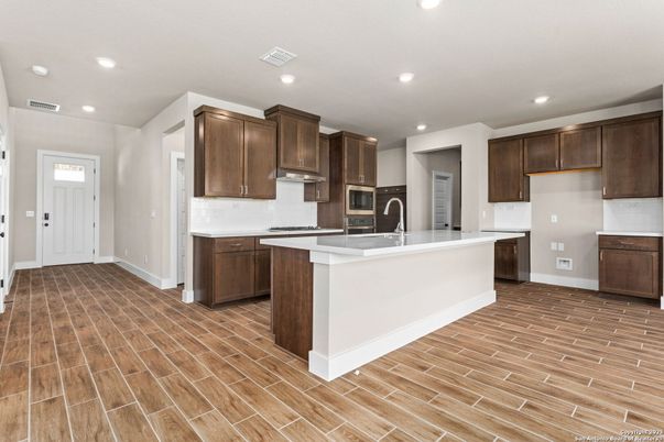 Interior, Kitchen, Recessed Lighting, Wood Texture Flooring