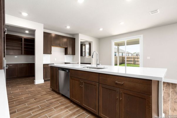 Interior, Kitchen, Recessed Lighting, Wood Texture Flooring