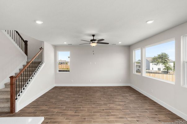 Empty room, Interior, Recessed Lighting, Wood Texture Flooring