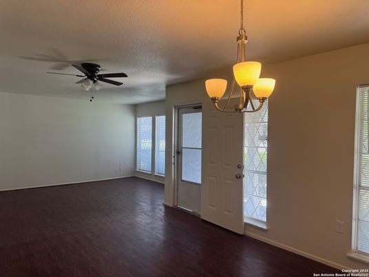 Chandelier, Empty room, Interior, Pendant Lights, Wood Texture Flooring