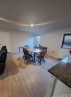 Dining room, Interior, Recessed Lighting, Wood Texture Flooring