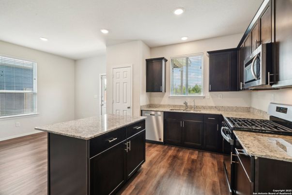 Interior, Kitchen, Recessed Lighting, Wood Texture Flooring