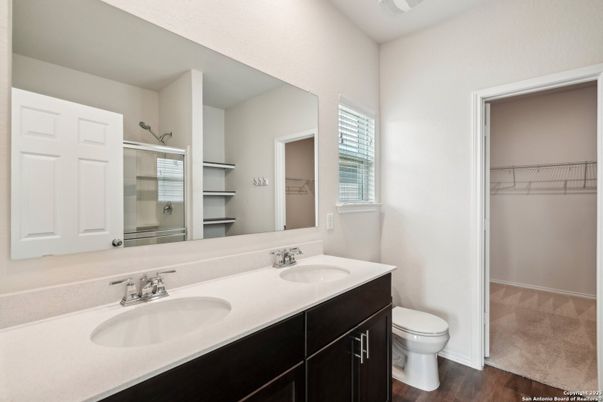 Bathroom, Dual Sink Vanities, Interior, Wood Texture Flooring