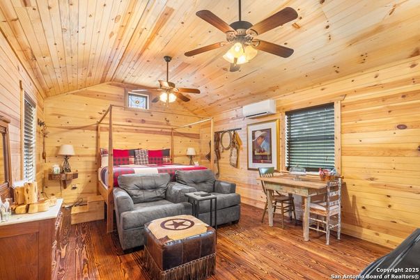 Bedroom, Dining room, Interior, Wooden Ceilings, Wood Texture Flooring, Wooden Walls