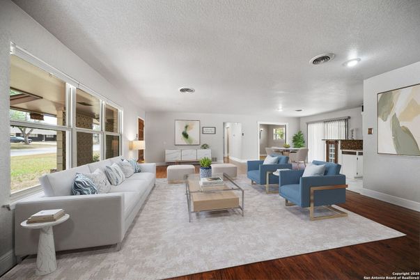 Interior, Living room, Recessed Lighting, Wood Texture Flooring