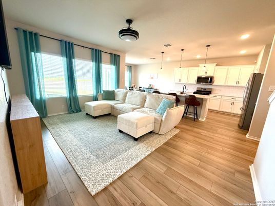 Interior, Kitchen, Living room, Pendant Lights, Recessed Lighting, Stainless Steel Appliances, Wood Texture Flooring