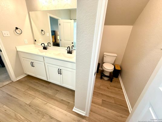 Bathroom, Dual Sink Vanities, Interior, Wood Texture Flooring