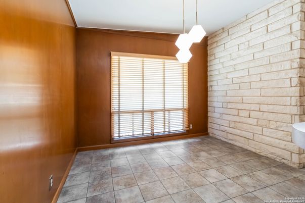 Empty room, Interior, Pendant Lights, Stone Walls, Wooden Walls
