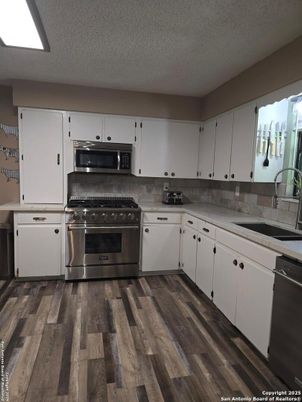 Interior, Kitchen, Stainless Steel Appliances, Wood Texture Flooring