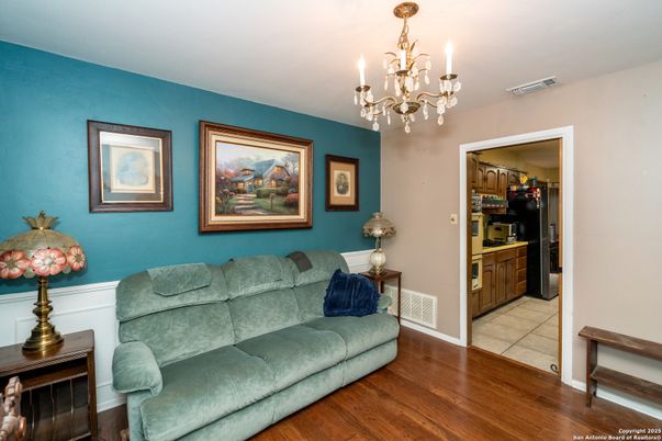 Chandelier, Interior, Living room, Wood Texture Flooring
