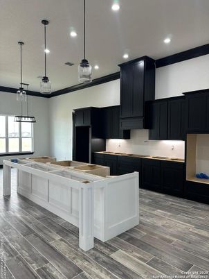 Interior, Kitchen, Pendant Lights, Recessed Lighting, Wood Texture Flooring