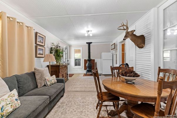 Dining room, Fireplace, Interior, Wood Texture Flooring