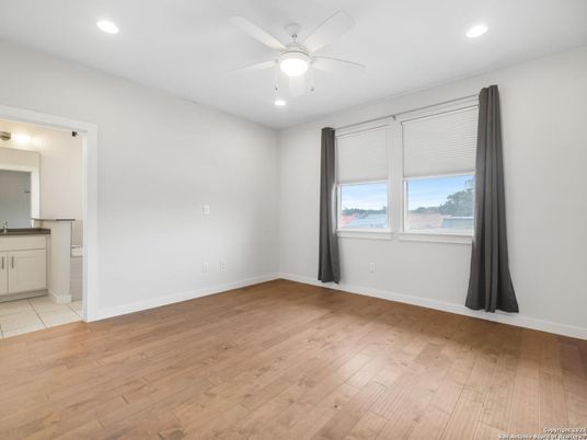 Bathroom, Empty room, Interior, Recessed Lighting, Wood Texture Flooring
