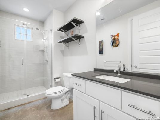 Bathroom, Glass Shower, Interior, Recessed Lighting