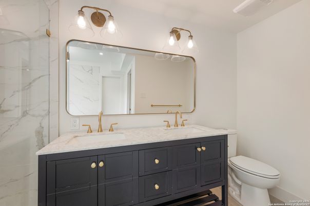 Bathroom, Dual Sink Vanities, Interior, Marble Walls