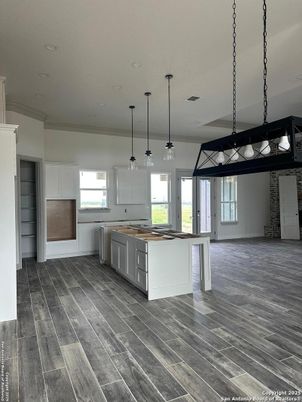 Interior, Kitchen, Pendant Lights, Recessed Lighting, Wood Texture Flooring