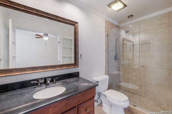 Bathroom, Glass Shower, Interior, Recessed Lighting
