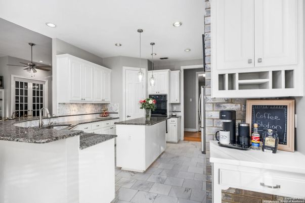 Interior, Kitchen, Marble, Pendant Lights, Recessed Lighting