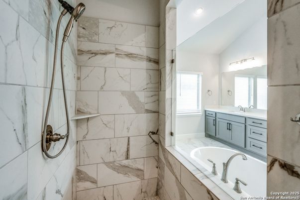 Bathroom, Interior, Marble Walls, Recessed Lighting