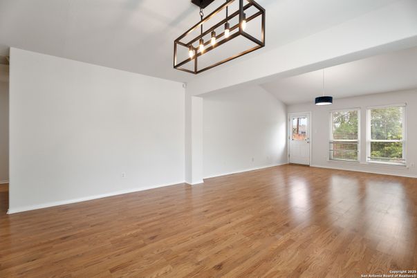 Empty room, Interior, Pendant Lights, Wood Texture Flooring