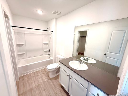 Bathroom, Interior, Recessed Lighting, Wood Texture Flooring
