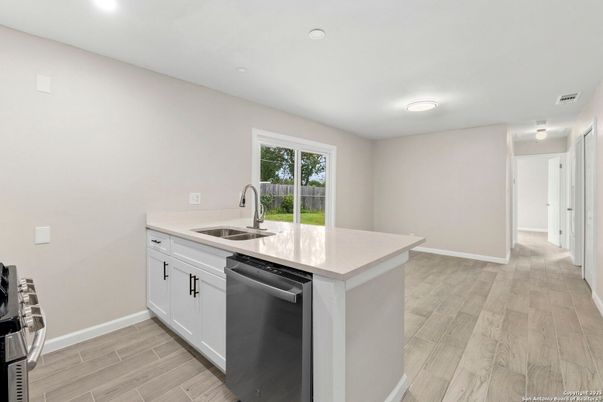 Interior, Kitchen, Recessed Lighting, Wood Texture Flooring