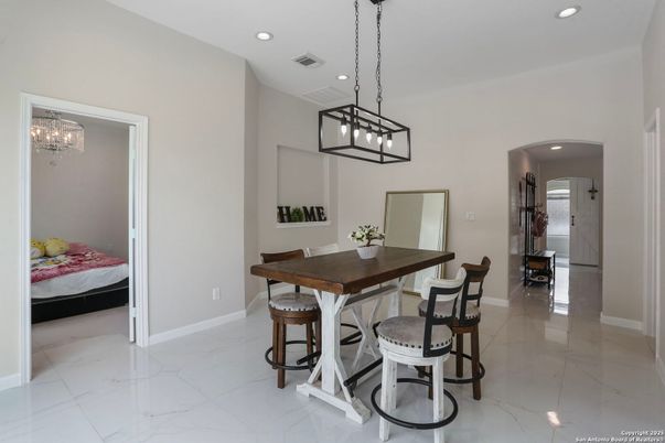 Bedroom, Chandelier, Dining room, Interior, Marble, Pendant Lights, Recessed Lighting