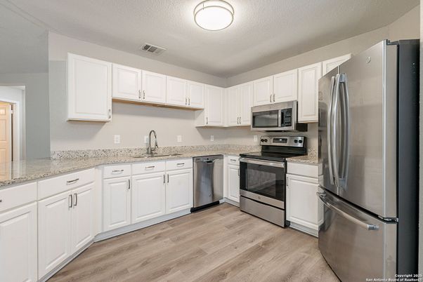 Interior, Kitchen, Stainless Steel Appliances, Wood Texture Flooring