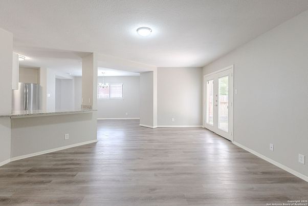 Empty room, Interior, Pendant Lights, Wood Texture Flooring