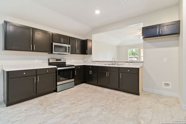 Interior, Kitchen, Marble, Recessed Lighting, Stainless Steel Appliances