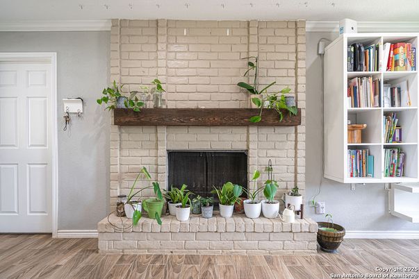Fireplace, Interior, Stone Walls, Wood Texture Flooring