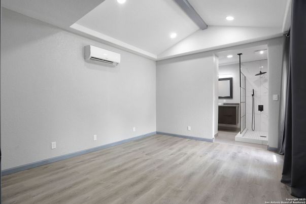 Bathroom, Empty room, Interior, Recessed Lighting, Wood Texture Flooring