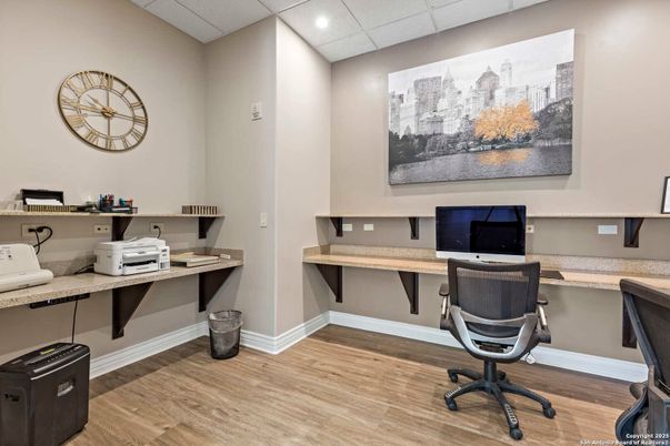 Home Office, Interior, Recessed Lighting, Wood Texture Flooring