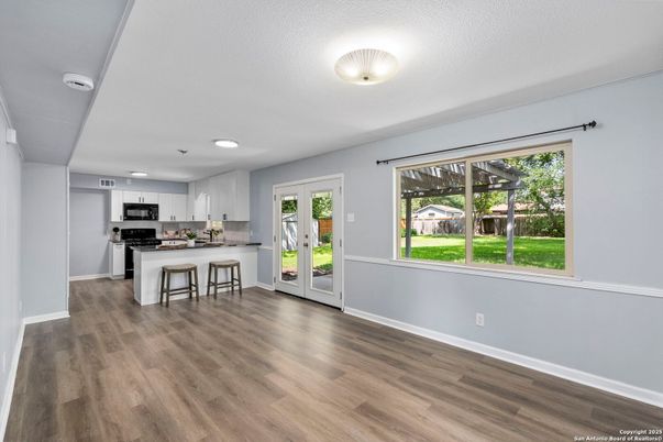 Interior, Kitchen, Recessed Lighting, Wood Texture Flooring