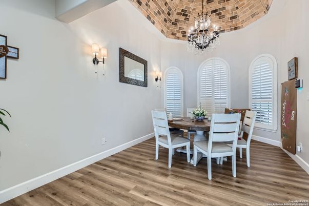 Chandelier, Dining room, Interior, Wood Texture Flooring