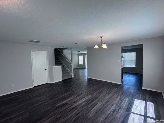 Empty room, Interior, Pendant Lights, Wood Texture Flooring