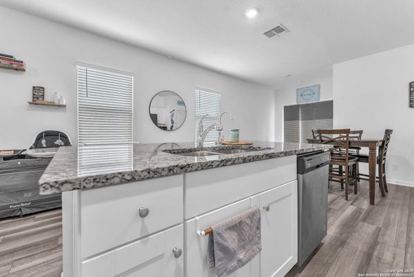 Dining room, Interior, Recessed Lighting, Wood Texture Flooring