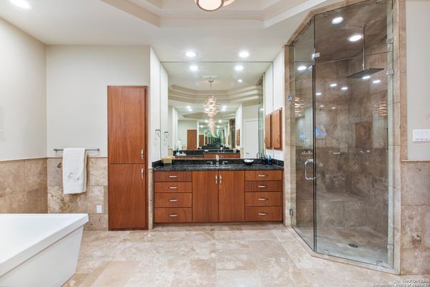 Bathroom, Glass Shower, Interior, Recessed Lighting