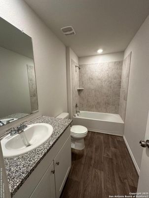 Bathroom, Interior, Recessed Lighting, Wood Texture Flooring
