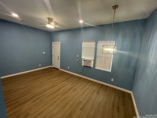 Empty room, Interior, Pendant Lights, Recessed Lighting, Wood Texture Flooring