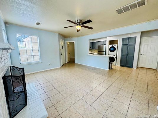 Empty room, Fireplace, Interior, Kitchen, Washer