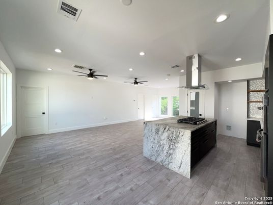 Interior, Kitchen, Recessed Lighting, Wood Texture Flooring