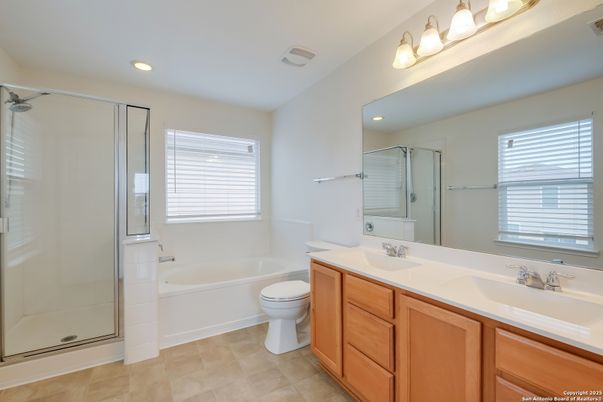 Bathroom, Dual Sink Vanities, Glass Shower, Interior, Recessed Lighting