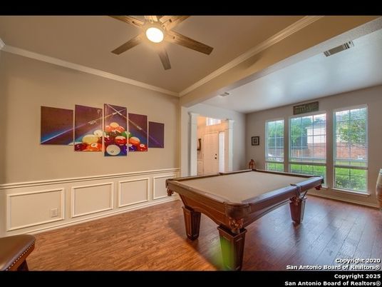 Billiard Table, Game Room, Interior, Wood Texture Flooring