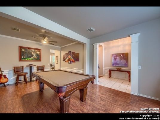 Billiard Table, Game Room, Interior, Wood Texture Flooring