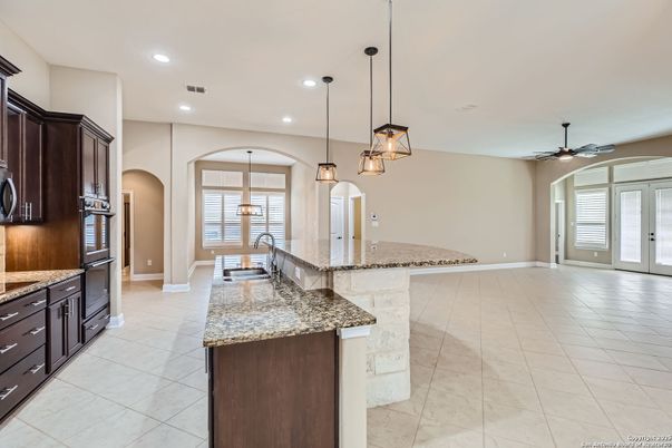 Interior, Kitchen, Marble, Pendant Lights, Recessed Lighting