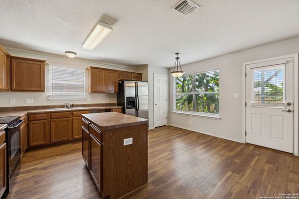 Interior, Kitchen, Pendant Lights, Stainless Steel Appliances, Wood Texture Flooring