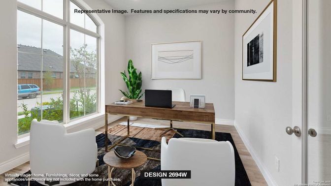Home Office, Interior, Recessed Lighting, Wood Texture Flooring