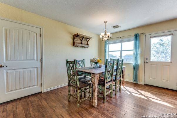 Chandelier, Dining room, Interior, Wood Texture Flooring